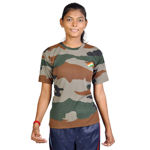 Nahar Print Half Sleeve T-shirt With Indian Flag For Girl's