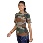 Nahar Print Half Sleeve T-shirt With Indian Flag For Girl's