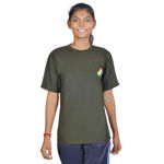 Indian Army Print Half Sleeve Green Color T-Shirt For Girl's