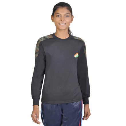 Commando Full Sleeve T-shirt Blackcamo For Girl's