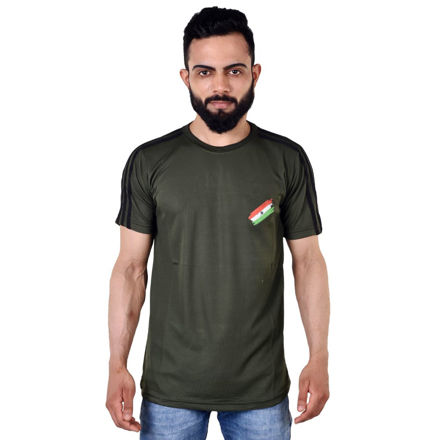 Indian Flag And Commando Print Half Sleeve T-shirt - front