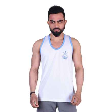 Indian Army Print White Color Sando - front