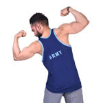 Dark Blue Army Print Sando - back