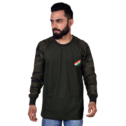 Full Sleeve Commando And Indian Flag T-shirt