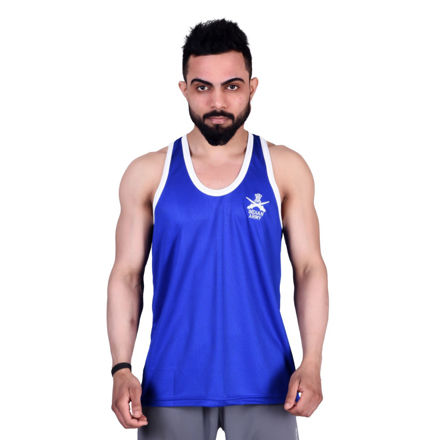 Dark Blue Army Print Sando - front