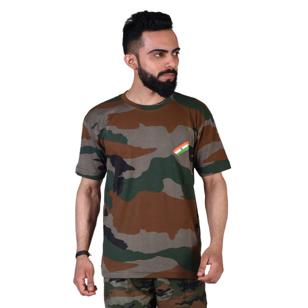 Half Sleeve Nahar Print Indian Army T-shirt - front