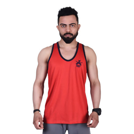 Red Color Army Print Sando - front