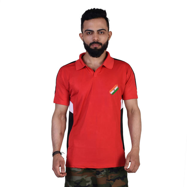 Indian Army Red Color Polo T-shirt - front