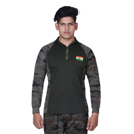 Camo Full Sleeve Indian Flag T-shirt - front