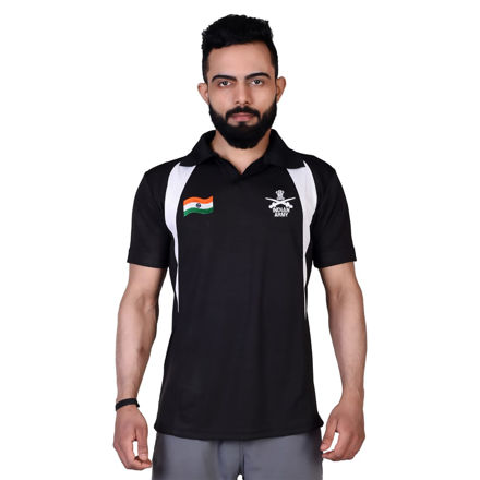 Picture of Army Print Black White T-shirt With Indian Flag