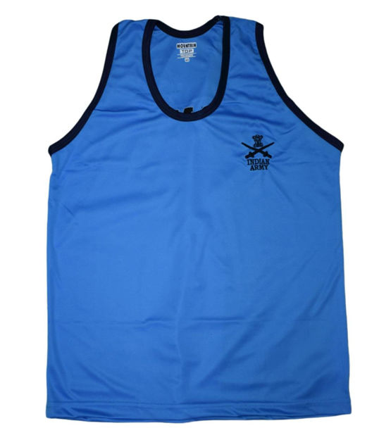 Indian Army Print Sky Blue Color Sando