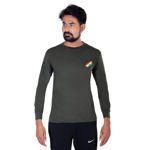 Indian Flag Print Green Color Full Sleeve T-Shirts - front