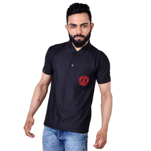 Black Color Polo T-Shirt - front