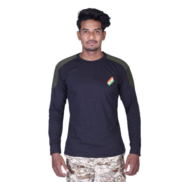 Round Neck Commando Black T-Shirt - front