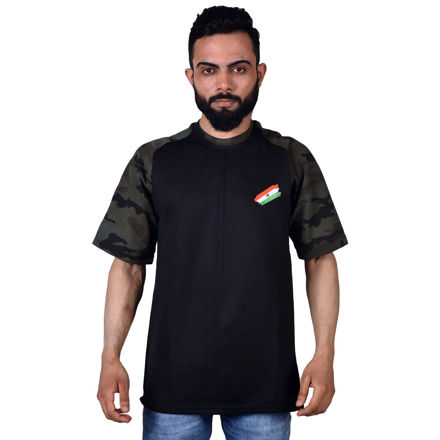 Yodha Print Commando Black T-shirt - front