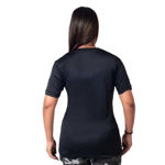 Plain Black Color Sports Material T-Shirt With Half Round Neck For Girl's