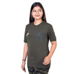 Commando Print Green T-Shirt For Girls