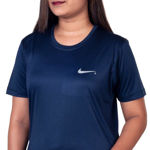 Girl's T-Shirt Plain Blue Color Sports Material With Half Round Neck