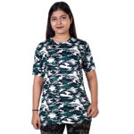 Camouflage Green And White Color Round T-shirt With Half Sleeve For Girl's