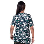 Camouflage Green And White Color Round T-shirt With Half Sleeve For Girl's