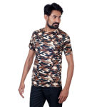 Brown Camouflage Round Neck Half Sleeve T-shirt