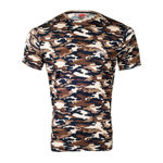 Brown Camouflage Round Neck Half Sleeve T-shirt