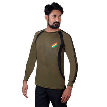 Indian Flag And Indian Army Print Full Sleeve T-shirt - front