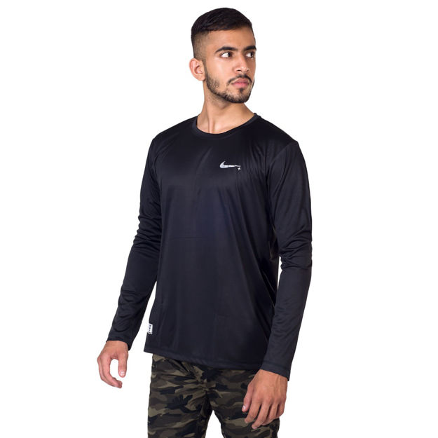 Full Sleeve Black Sport T-shirt - front