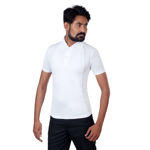 White Color Plain Collar T-Shirt - front