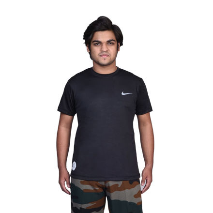 Black Sports T-Shirt With Half Sleeve