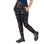 Dark Green And Black Color Camouflage Jogger For Girl's