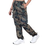 Dark Green And Brown Color Camouflage Print Lower Jogger For Girl's