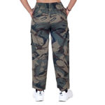 Dark Green And Brown Color Camouflage Print Lower Jogger For Girl's