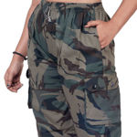 Dark Green And Brown Color Camouflage Print Lower Jogger For Girl's