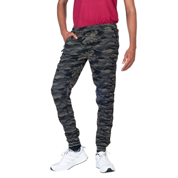 Camouflage Print With Grip Lower Black and Grey Jogger - front