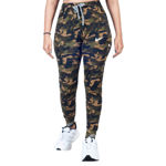 Girl's Jogger Dark Yellow And Green Camouflage Print Lower