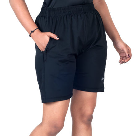 Black Plain Shorts For Girl's