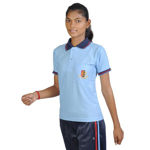 Girls NCC Light Blue And Dark Blue Color Collar T-Shirt With Printed Logo