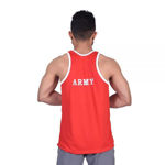 White And Red Color Army Print Sando