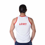 White And Red Color Army Print Sando