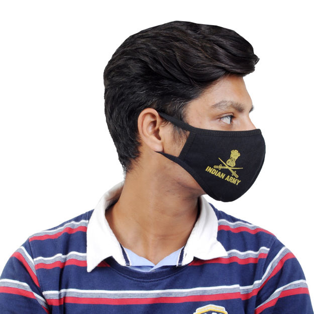 Picture of Indian Army Golden Logo Mask Pack Of Three