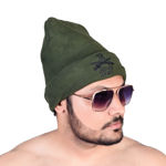 Green And Indian Army Print Winter Cap