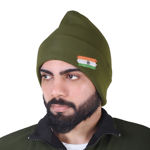 Green Print With Flag Winter Cap