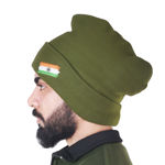 Green Print With Flag Winter Cap