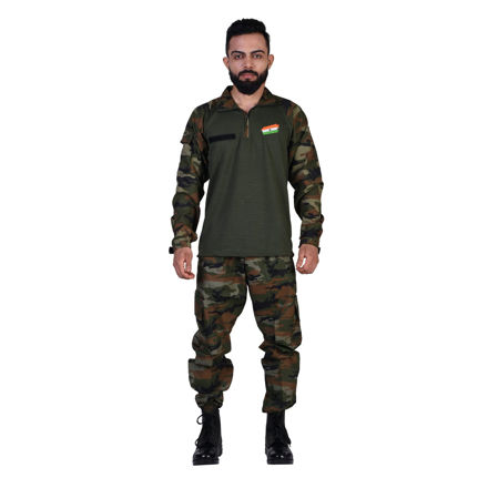 Army Yodha Textile Print T-Shirt And Grip Lower Set - front