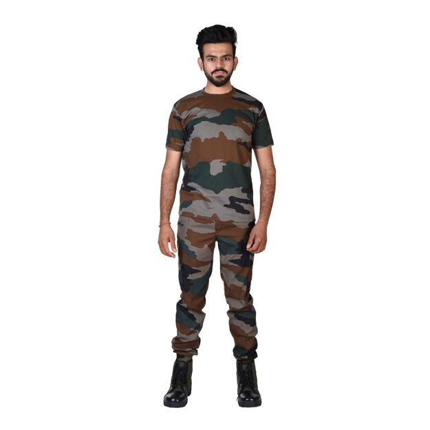 Nahar Print Cargo And T-shirt Set For Men - front