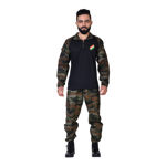 Army Yodha Print And Black Print Textile T-Shirt And Grip Lower Set - front