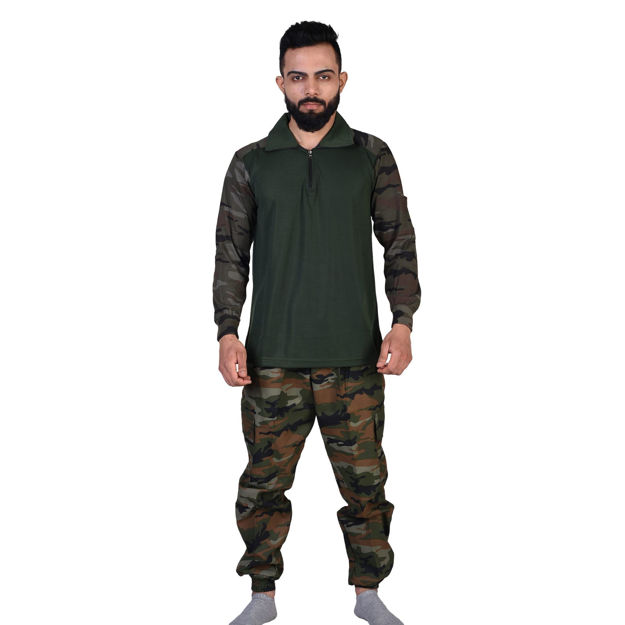 Green Camouflage Print Set For Men - front