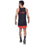 Army Print Black Sando And Short Set For Running - back