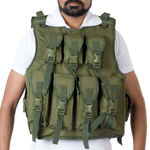 Picture of Dark Green Color Bullet Proof Tactical Jacket With 10 Magazine